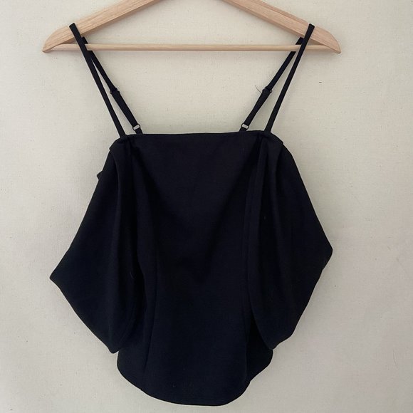 Anthropologie Eri + Ali Black Maria Draped cold off shoulder top - Picture 3 of 5